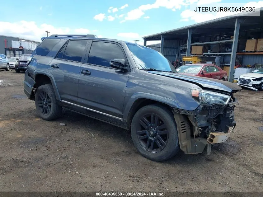 2019 Toyota 4Runner Limited/Limited Nightshade/Sr5/Sr5 Premium/Trd Off Road/Trd Off Road Premium/Trd Pro VIN: JTEBU5JR8K5649036 Lot: 40435550