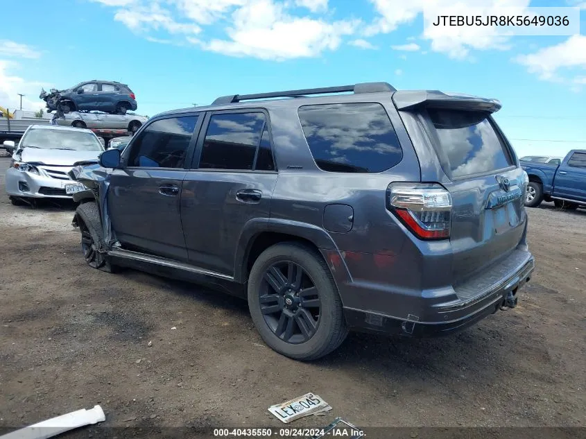 2019 Toyota 4Runner Limited/Limited Nightshade/Sr5/Sr5 Premium/Trd Off Road/Trd Off Road Premium/Trd Pro VIN: JTEBU5JR8K5649036 Lot: 40435550