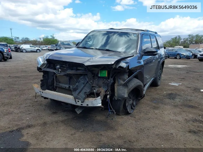 2019 Toyota 4Runner Limited/Limited Nightshade/Sr5/Sr5 Premium/Trd Off Road/Trd Off Road Premium/Trd Pro VIN: JTEBU5JR8K5649036 Lot: 40435550