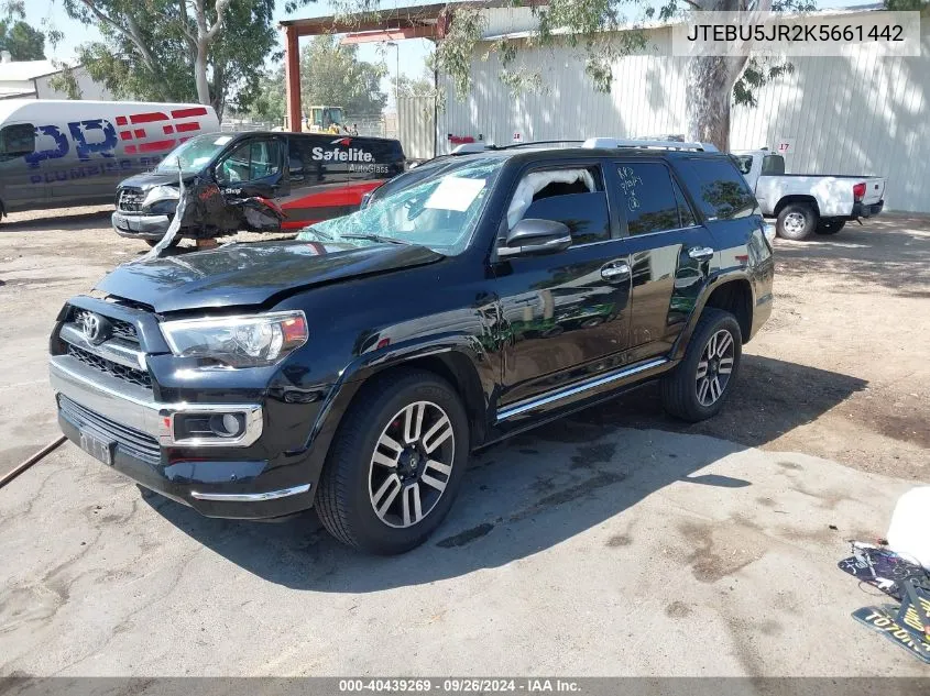 JTEBU5JR2K5661442 2019 Toyota 4Runner Sr5/Limited/Limited Night Shade/Trd Off Road/Trd Off Road Premium/Trd Pro