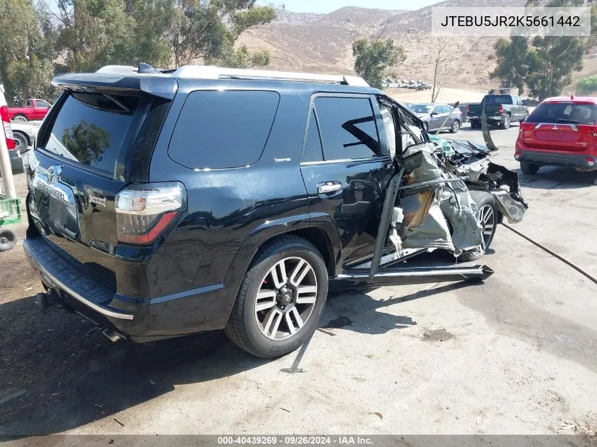 2019 Toyota 4Runner Sr5/Limited/Limited Night Shade/Trd Off Road/Trd Off Road Premium/Trd Pro VIN: JTEBU5JR2K5661442 Lot: 40439269