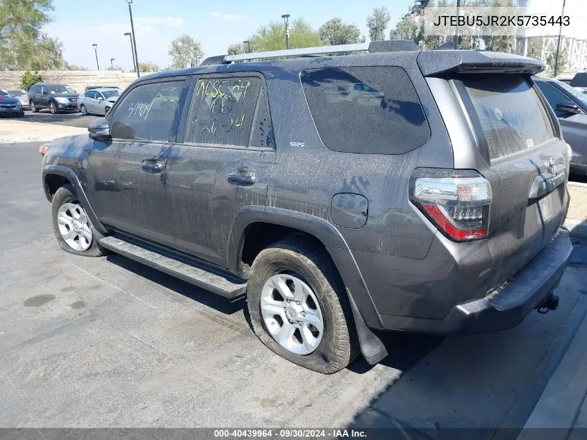 2019 Toyota 4Runner Sr5 Premium VIN: JTEBU5JR2K5735443 Lot: 40439964