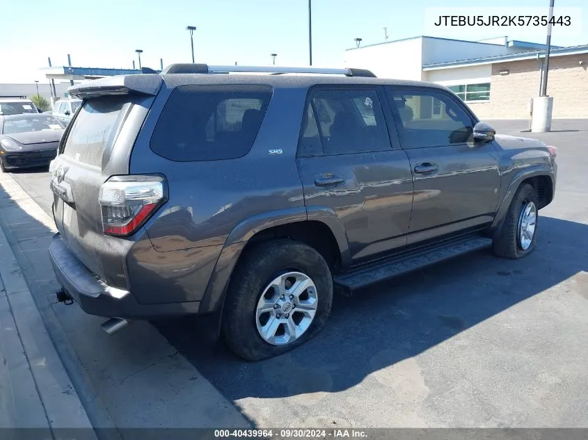 2019 Toyota 4Runner Sr5 Premium VIN: JTEBU5JR2K5735443 Lot: 40439964