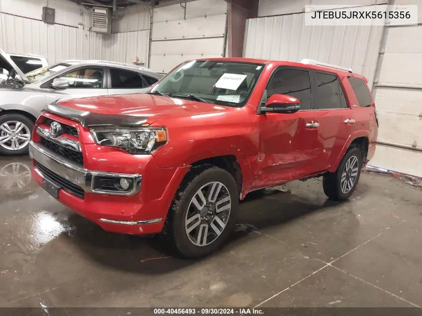 2019 Toyota 4Runner Limited VIN: JTEBU5JRXK5615356 Lot: 40456493