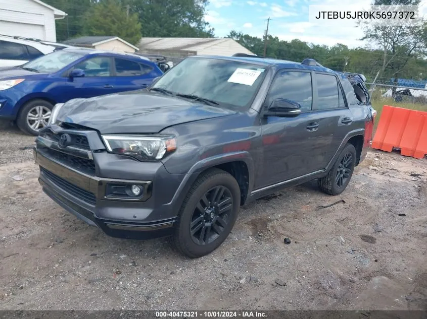 2019 Toyota 4Runner Limited Nightshade VIN: JTEBU5JR0K5697372 Lot: 40475321