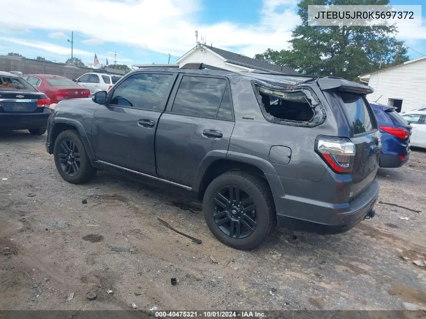 2019 Toyota 4Runner Limited Nightshade VIN: JTEBU5JR0K5697372 Lot: 40475321