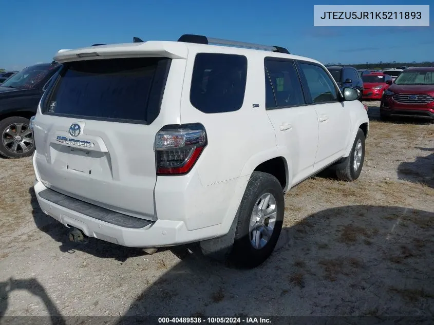 2019 Toyota 4Runner Sr5/Limited/Limited Night VIN: JTEZU5JR1K5211893 Lot: 40489538