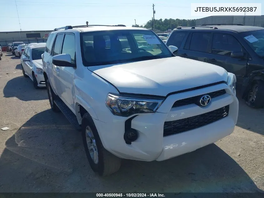 2019 Toyota 4Runner Sr5 VIN: JTEBU5JRXK5692387 Lot: 40500945