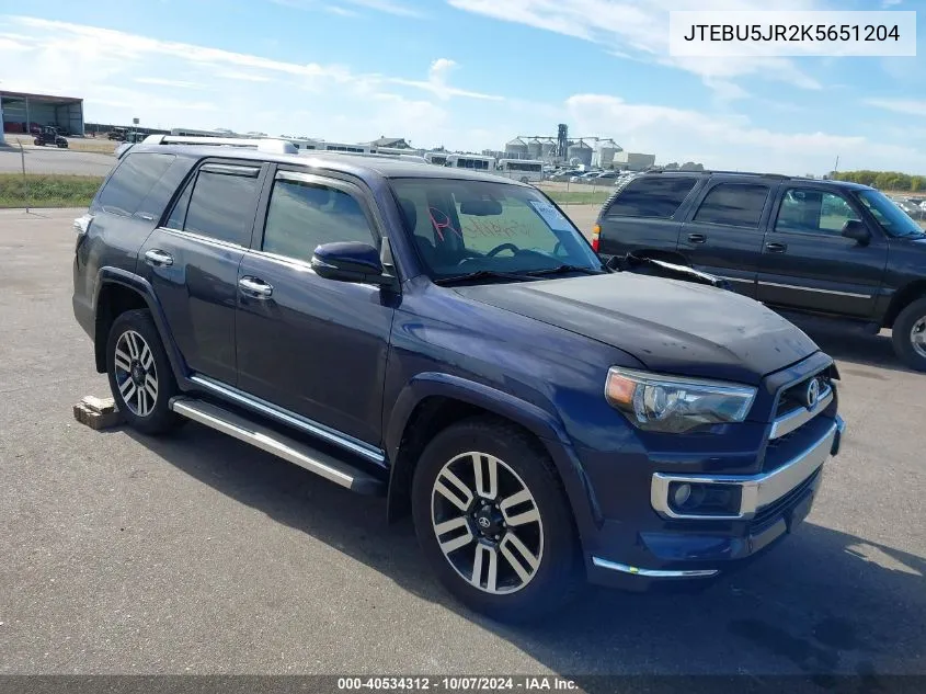 2019 Toyota 4Runner Limited VIN: JTEBU5JR2K5651204 Lot: 40534312