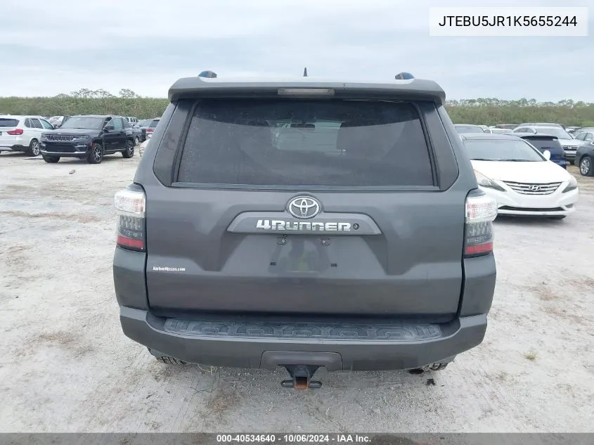 2019 Toyota 4Runner Sr5 VIN: JTEBU5JR1K5655244 Lot: 40534640