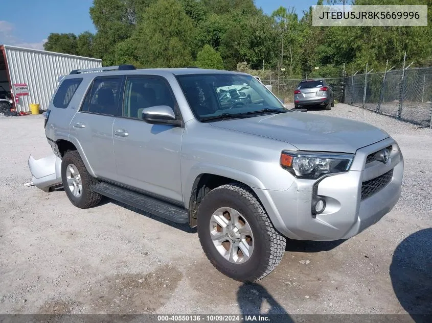 2019 Toyota 4Runner Sr5/Limited/Limited Night VIN: JTEBU5JR8K5669996 Lot: 40550136