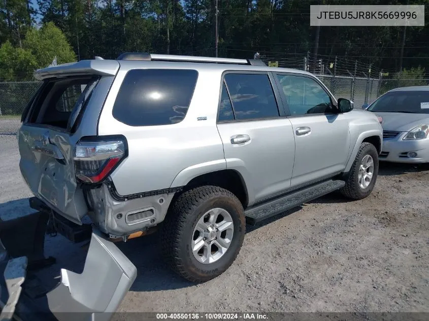 2019 Toyota 4Runner Sr5/Limited/Limited Night VIN: JTEBU5JR8K5669996 Lot: 40550136