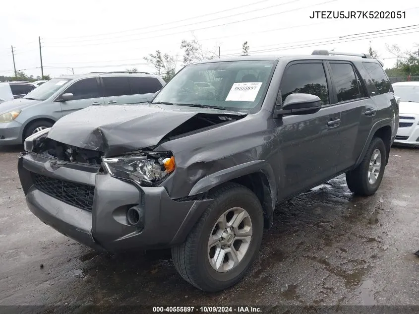 2019 Toyota 4Runner Sr5 VIN: JTEZU5JR7K5202051 Lot: 40555897