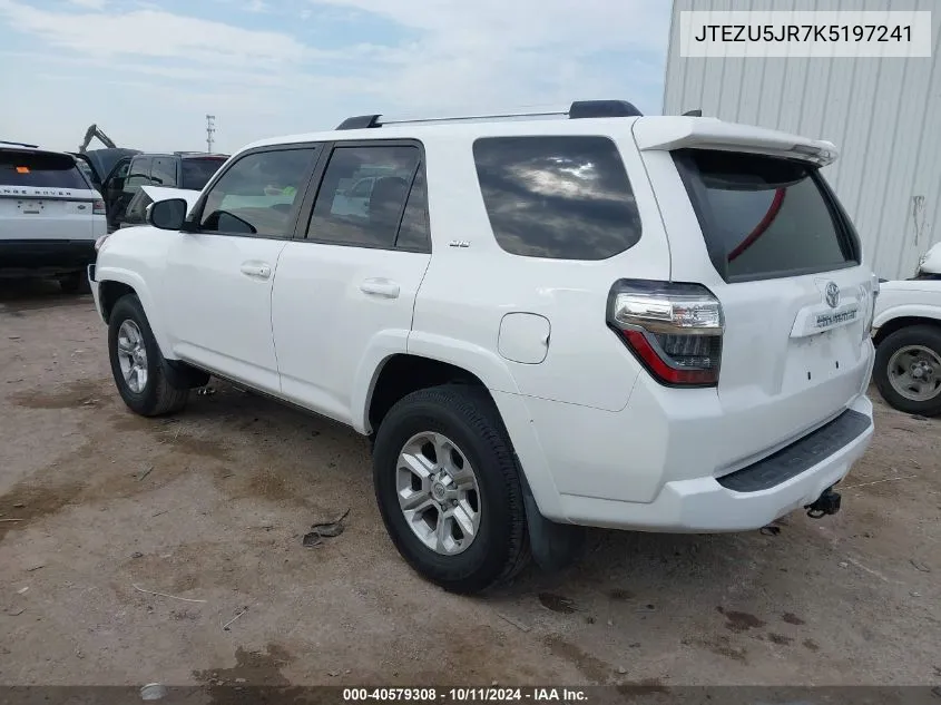 2019 Toyota 4Runner Sr5/Limited/Limited Night VIN: JTEZU5JR7K5197241 Lot: 40579308