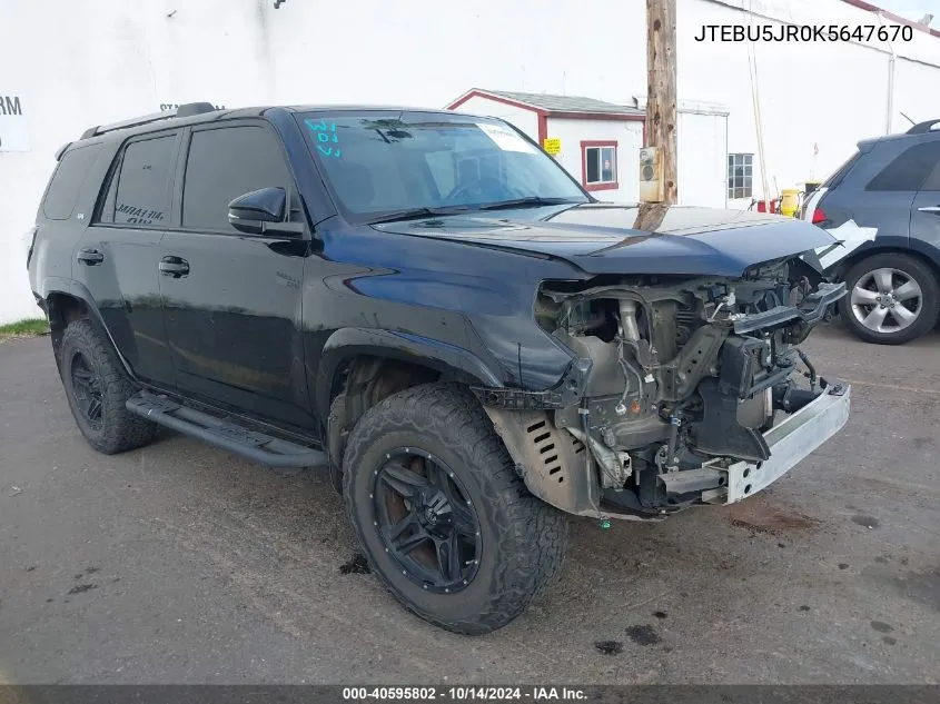 2019 Toyota 4Runner Sr5 Premium VIN: JTEBU5JR0K5647670 Lot: 40595802