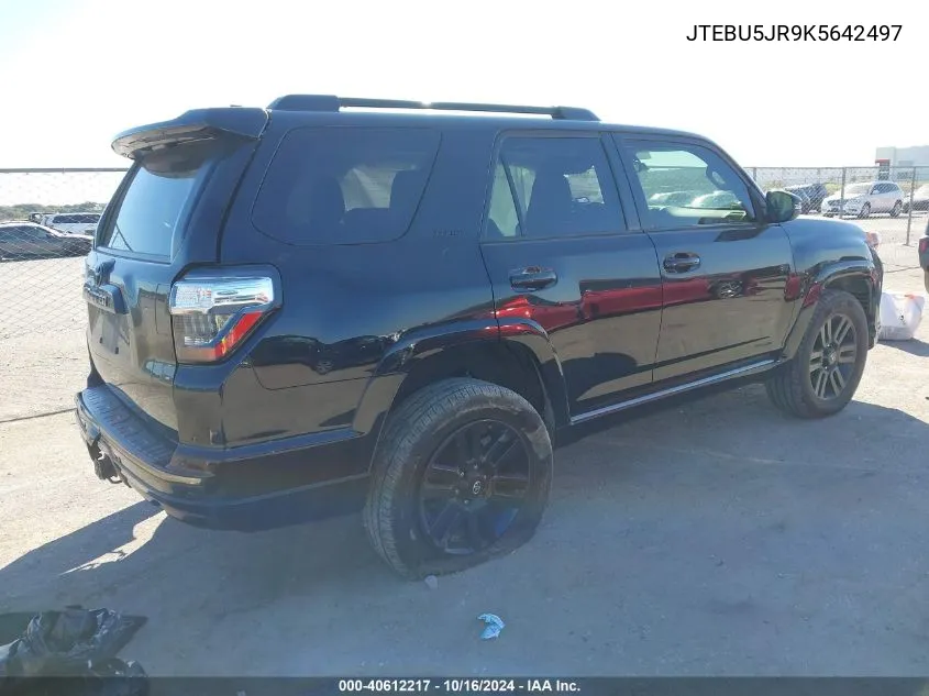 2019 Toyota 4Runner Limited Nightshade VIN: JTEBU5JR9K5642497 Lot: 40612217