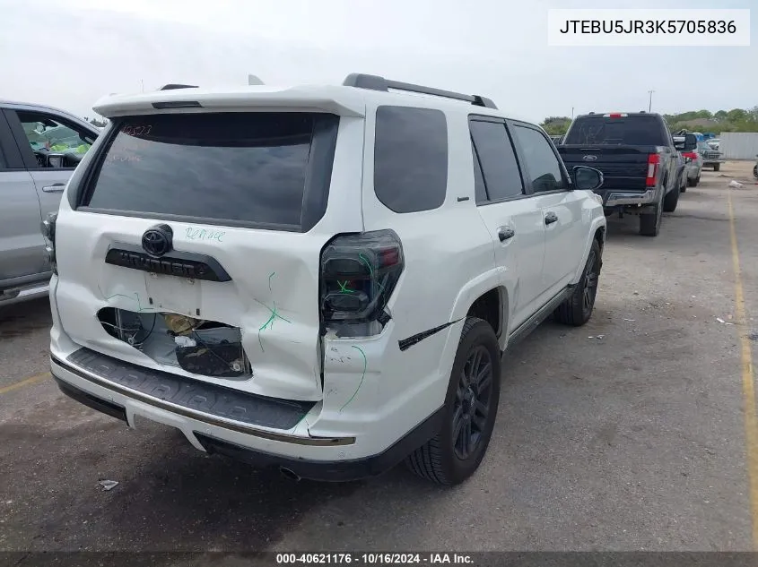 2019 Toyota 4Runner Limited Nightshade VIN: JTEBU5JR3K5705836 Lot: 40621176