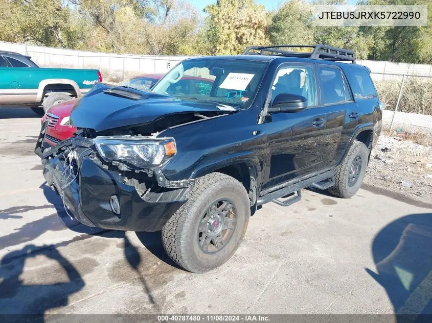 2019 Toyota 4Runner Trd Pro VIN: JTEBU5JRXK5722990 Lot: 40787480