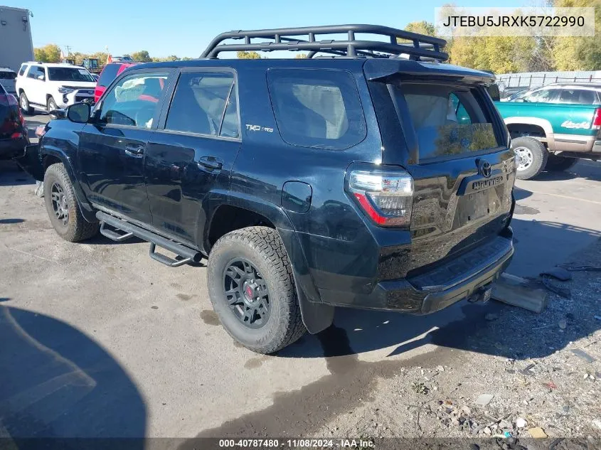 2019 Toyota 4Runner Trd Pro VIN: JTEBU5JRXK5722990 Lot: 40787480