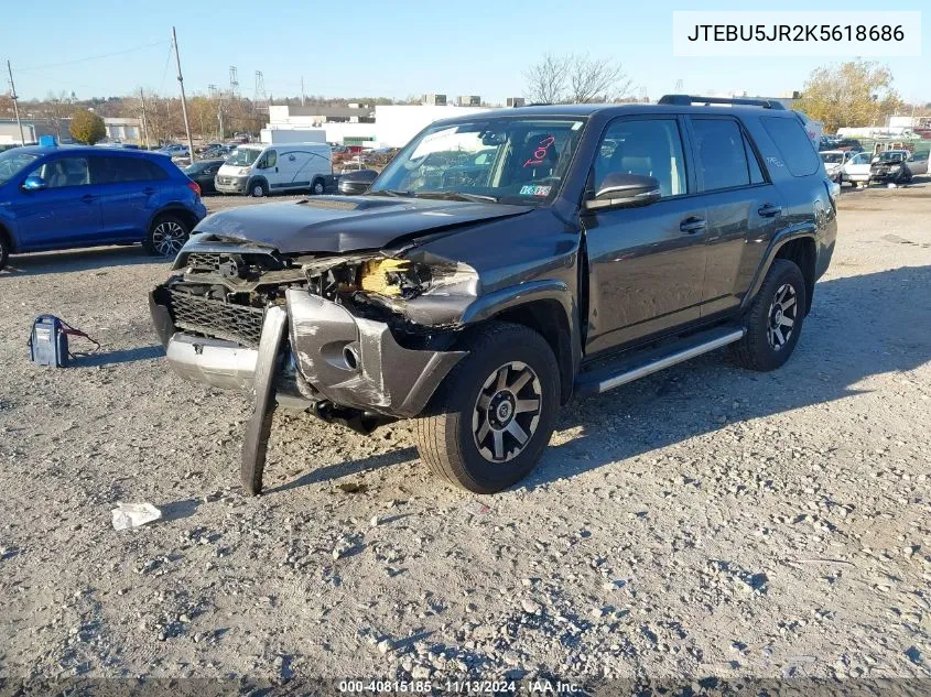 2019 Toyota 4Runner Trd Off Road Premium VIN: JTEBU5JR2K5618686 Lot: 40815185