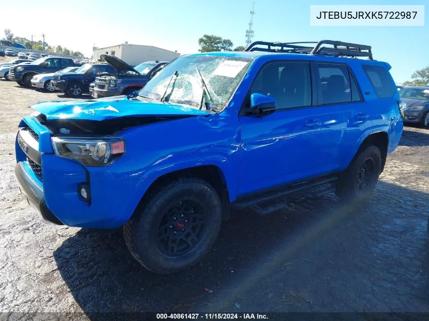 2019 Toyota 4Runner Trd Pro VIN: JTEBU5JRXK5722987 Lot: 40861427