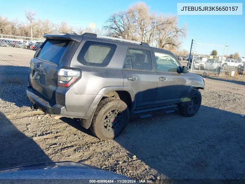 2019 Toyota 4Runner Sr5 Premium VIN: JTEBU5JR3K5650157 Lot: 40896454