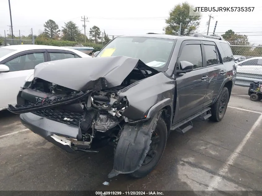 2019 Toyota 4Runner Sr5 VIN: JTEBU5JR9K5735357 Lot: 40919299