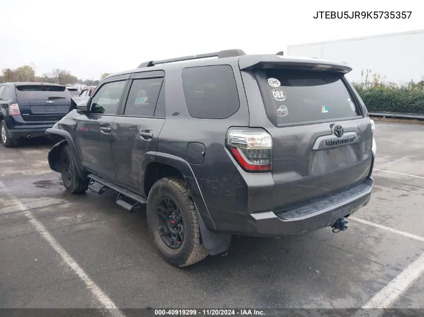 2019 Toyota 4Runner Sr5 VIN: JTEBU5JR9K5735357 Lot: 40919299