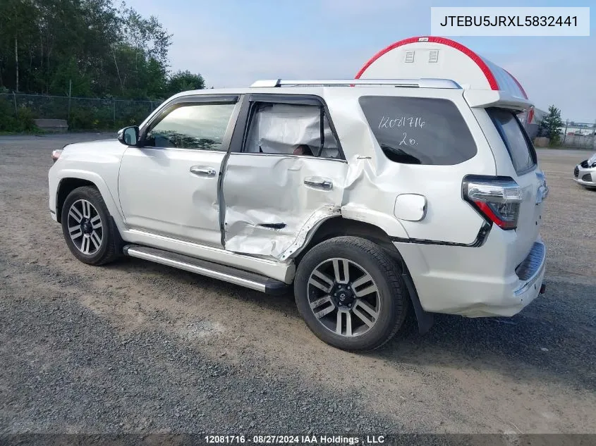 2020 Toyota 4Runner VIN: JTEBU5JRXL5832441 Lot: 12081716