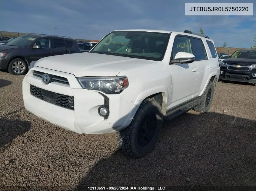 2020 Toyota 4Runner VIN: JTEBU5JR0L5750220 Lot: 12110651