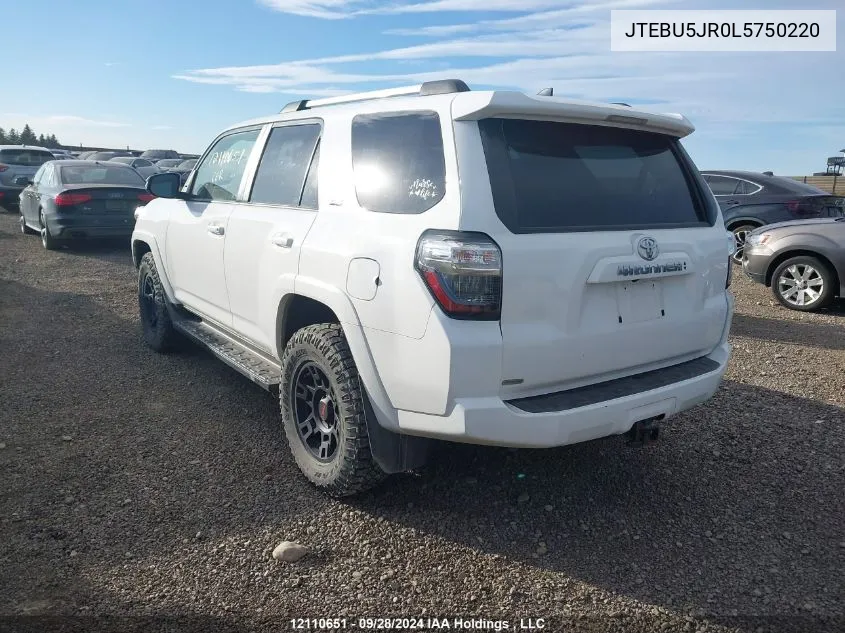 2020 Toyota 4Runner VIN: JTEBU5JR0L5750220 Lot: 12110651