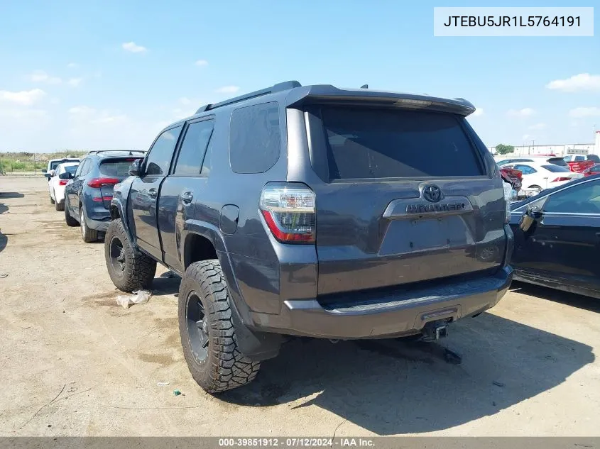 2020 Toyota 4Runner Sr5 VIN: JTEBU5JR1L5764191 Lot: 39851912