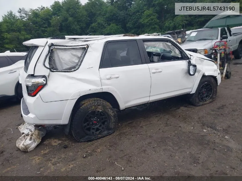 2020 Toyota 4Runner Sr5 Premium VIN: JTEBU5JR4L5743190 Lot: 40046143