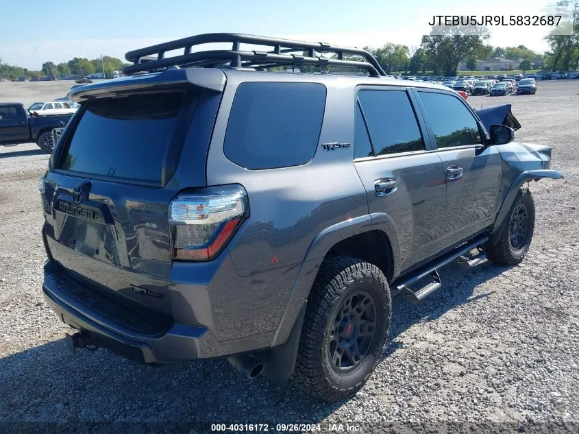 2020 Toyota 4Runner Sr5/Sr5 Premium/Venture/Limited/Night Shade/Trd Off Road/Trd Off Road Prem/Trd Pro VIN: JTEBU5JR9L5832687 Lot: 40316172