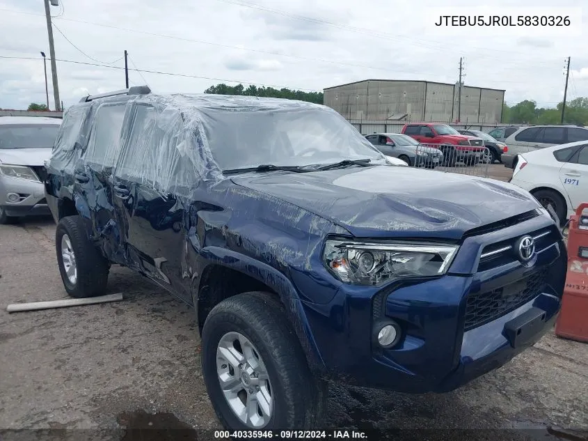 2020 Toyota 4Runner Sr5 Premium VIN: JTEBU5JR0L5830326 Lot: 40335946