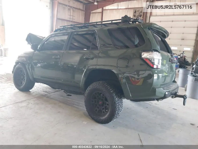 2020 Toyota 4Runner Trd Pro VIN: JTEBU5JR2L5767116 Lot: 40343622