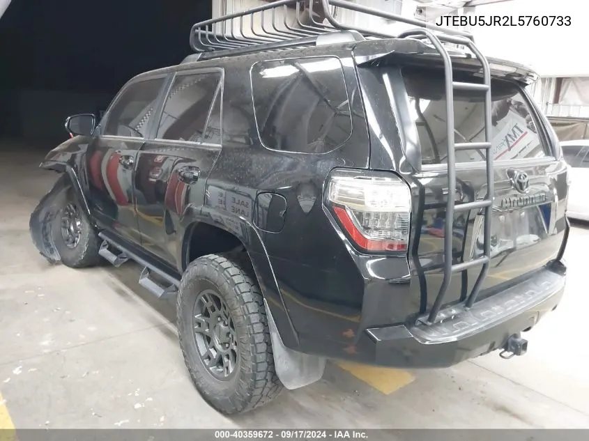 2020 Toyota 4Runner Sr5/Sr5 Premium/Venture/L VIN: JTEBU5JR2L5760733 Lot: 40359672