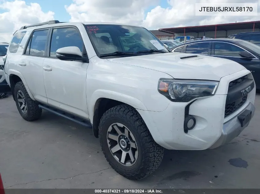 2020 Toyota 4Runner Sr5/Sr5 Premium/Venture/L VIN: JTEBU5JRXL58170 Lot: 40374321