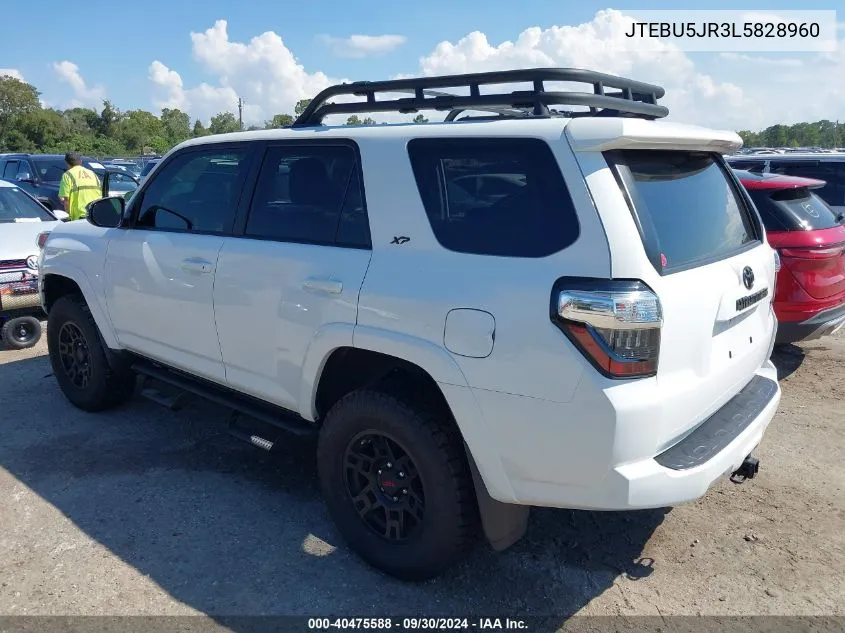 2020 Toyota 4Runner Sr5/Sr5 Premium/Venture/L VIN: JTEBU5JR3L5828960 Lot: 40475588