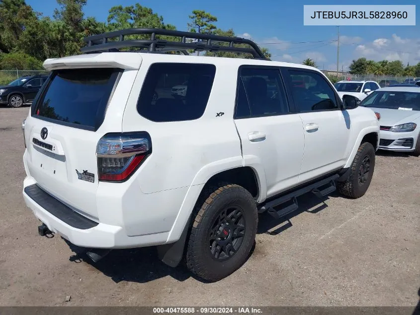 2020 Toyota 4Runner Sr5/Sr5 Premium/Venture/L VIN: JTEBU5JR3L5828960 Lot: 40475588