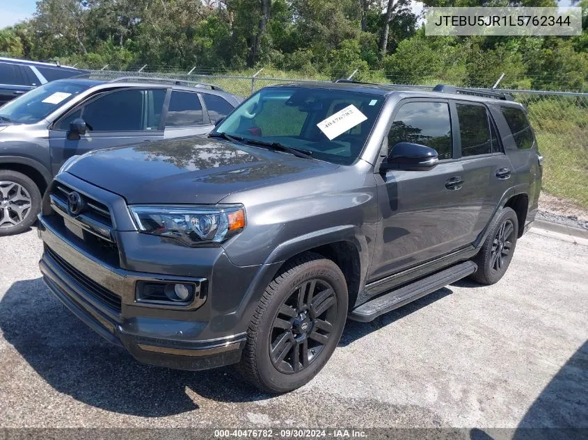 2020 Toyota 4Runner Sr5/Sr5 Premium/Venture/L VIN: JTEBU5JR1L5762344 Lot: 40476782