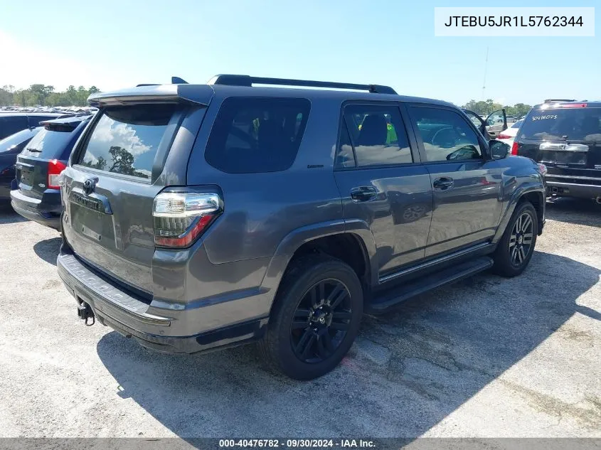 2020 Toyota 4Runner Sr5/Sr5 Premium/Venture/L VIN: JTEBU5JR1L5762344 Lot: 40476782