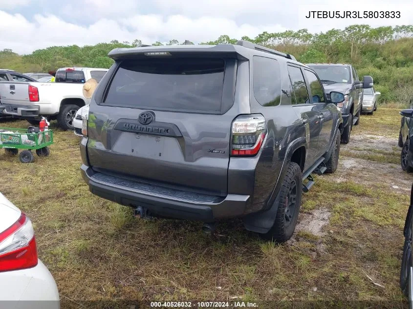 2020 Toyota 4Runner Sr5/Sr5 Premium/Venture/L VIN: JTEBU5JR3L5803833 Lot: 40526032