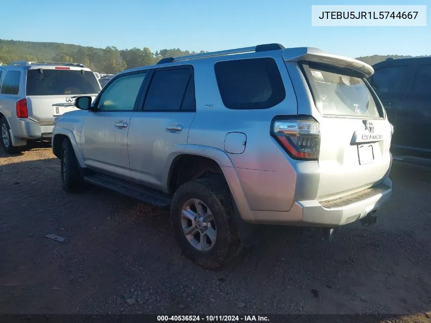 2020 Toyota 4Runner Sr5/Sr5 Premium/Venture/L VIN: JTEBU5JR1L5744667 Lot: 40536524