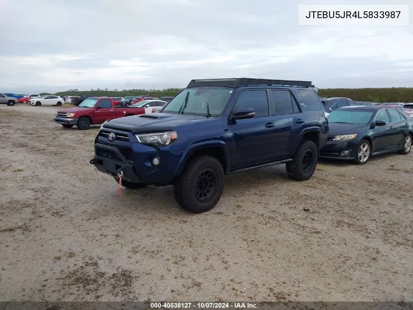 2020 Toyota 4Runner Sr5/Sr5 Premium/Venture/L VIN: JTEBU5JR4L5833987 Lot: 40538127