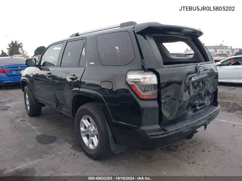 2020 Toyota 4Runner Sr5 VIN: JTEBU5JR0L5805202 Lot: 40632253