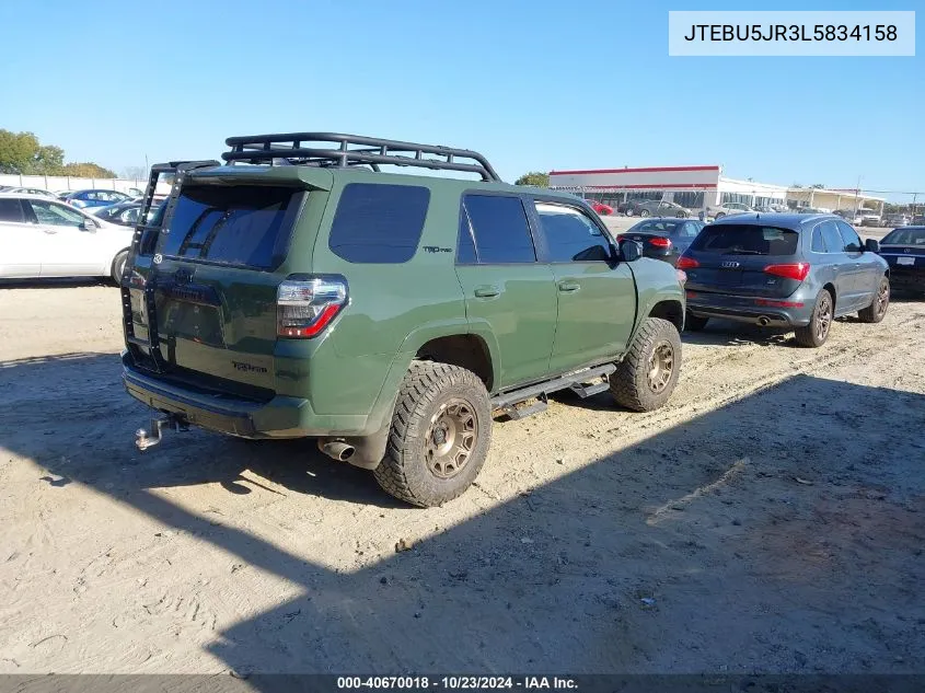 2020 Toyota 4Runner Trd Pro VIN: JTEBU5JR3L5834158 Lot: 40670018