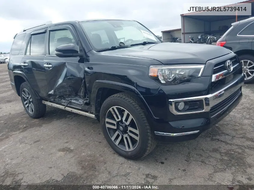 2020 Toyota 4Runner Limited VIN: JTEBU5JR2L5739414 Lot: 40786066