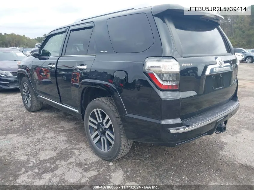 2020 Toyota 4Runner Limited VIN: JTEBU5JR2L5739414 Lot: 40786066