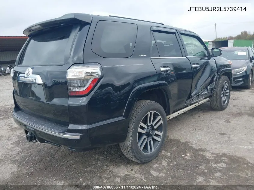 2020 Toyota 4Runner Limited VIN: JTEBU5JR2L5739414 Lot: 40786066